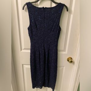 Blu Sage size 8 dark blue sequin sheath dress